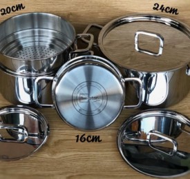 Bộ nồi fivestar 4 chiếc 3 lớp đáy liền inox 304